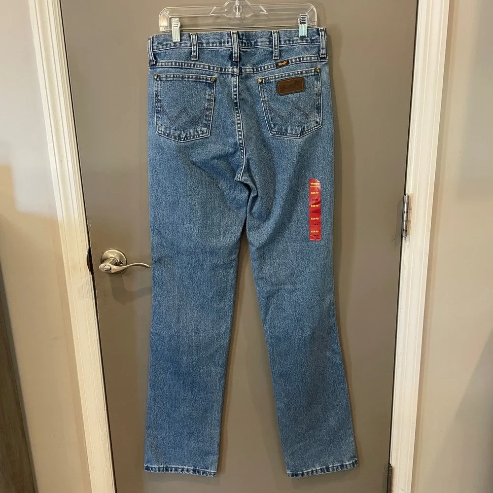 Wrangler 36MWZ Cowboy Cut Slim Fit Jeans Mens 32x36 Stonewash Blue Denim NEW
